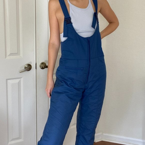 Vintage Navy Blue Snowsuit Snow Pants Jumpsuit - Picture 1 of 11